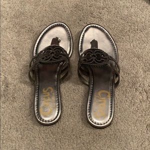 Silver medallion sandals!